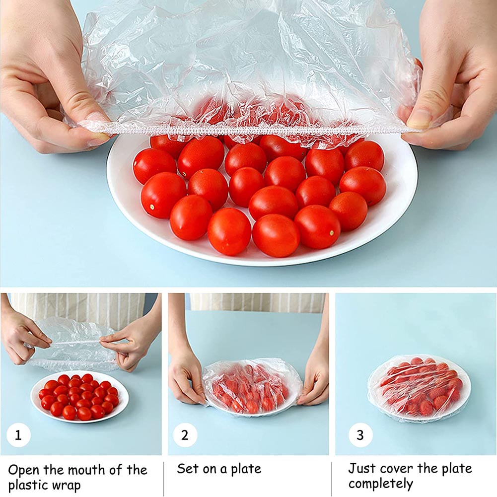 Elastic Plastic Disposable Food Covers (100 pcs)