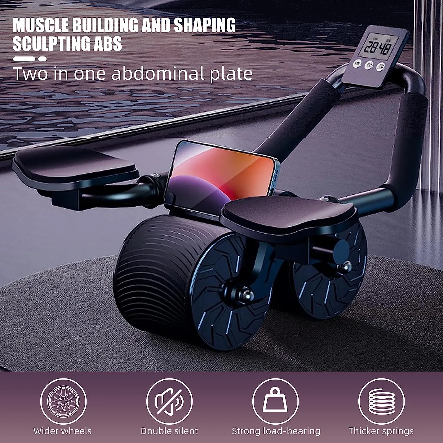Elbow Support Automatic Rebound Abdominal Wheel Core Muscle Ab Trainer with Counter Display Fitness Exercise Wheel Elbow Support Automatic Rebound Abdominal Wheel Core Muscle Ab Trainer with Counter Display Fitness Exercise Wheel
