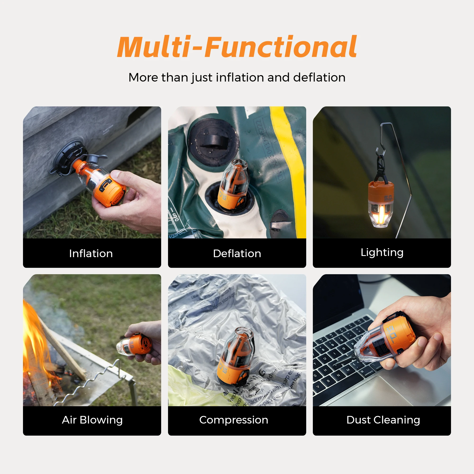 Electric Air Pump, Portable Camping Pump with 3 Level Ambient Light for Air Bed, Sleeping Pads, Vacuum Bag Electric Air Pump, Portable Camping Pump with 3 Level Ambient Light for Air Bed, Sleeping Pads, Vacuum Bag