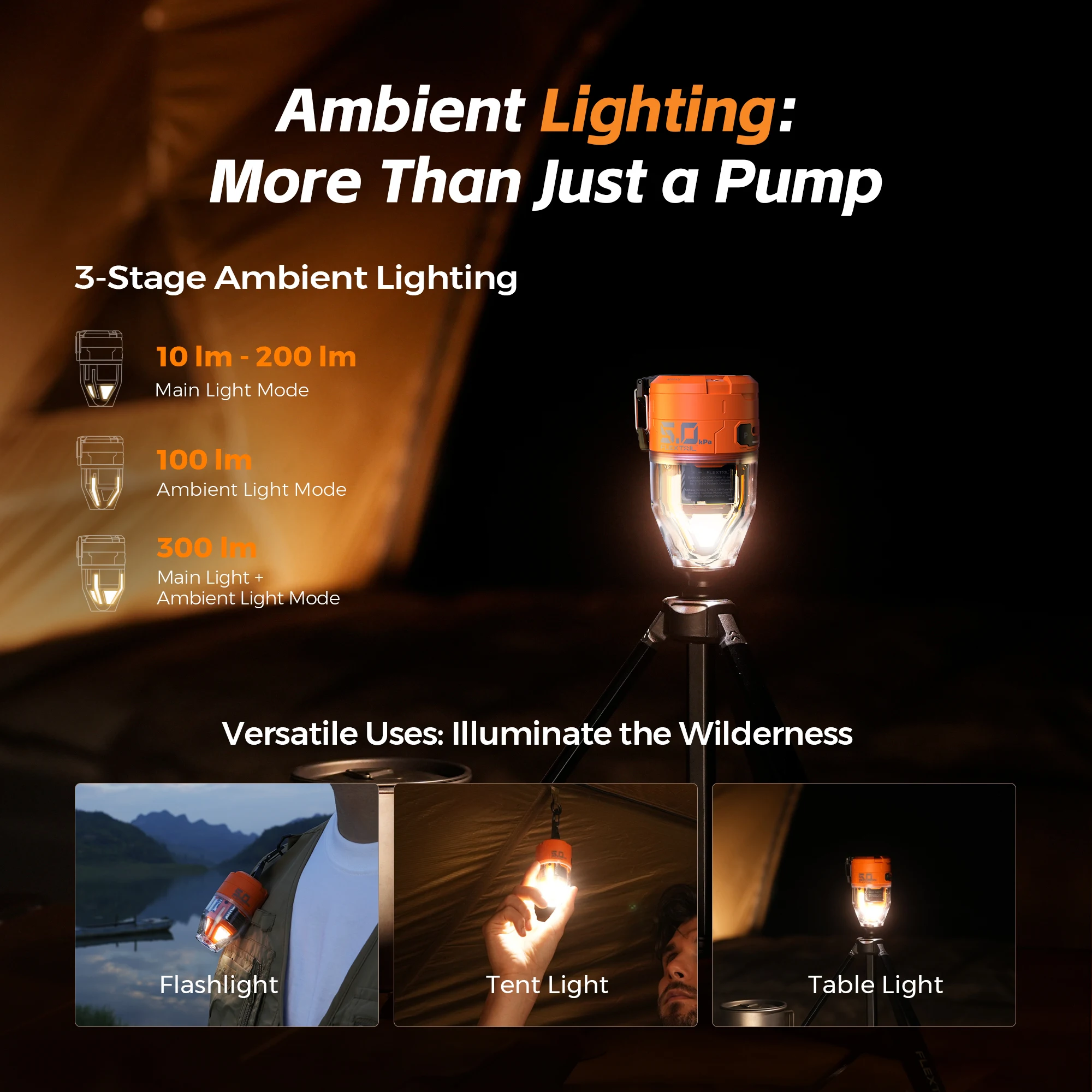 Electric Air Pump, Portable Camping Pump with 3 Level Ambient Light for Air Bed, Sleeping Pads, Vacuum Bag Electric Air Pump, Portable Camping Pump with 3 Level Ambient Light for Air Bed, Sleeping Pads, Vacuum Bag