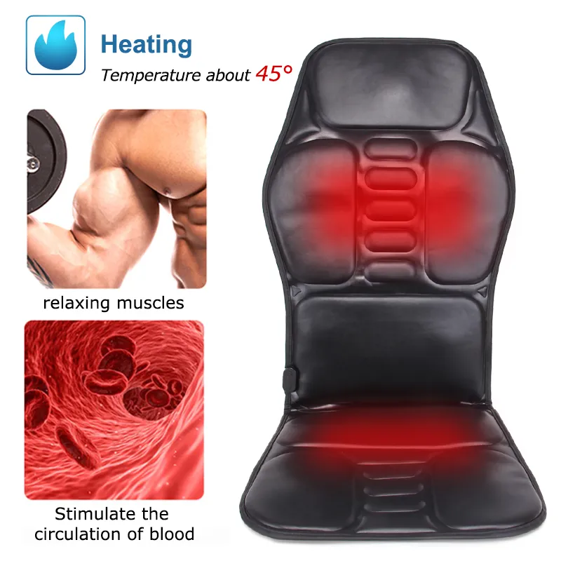 Electric Back Massager Massage Chair Cushion Heating Vibrator Car Home Office Lumbar Neck Mattress Pain Relief