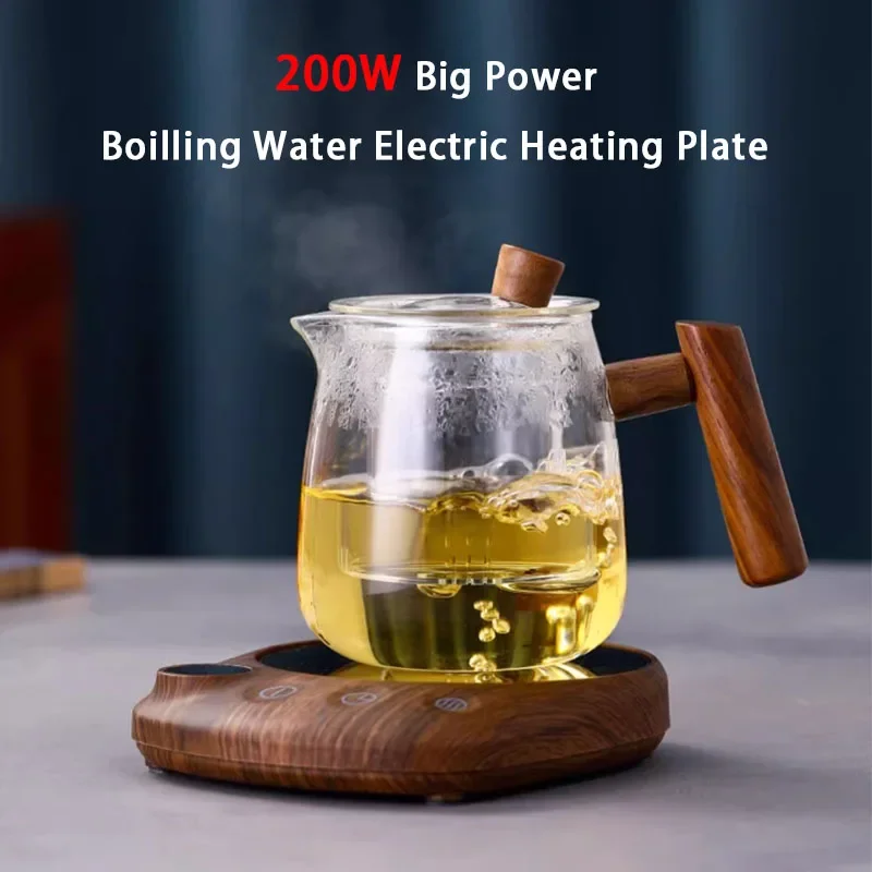 Electric Beverage Heating Plate 200W Smart Milk Tea Coffee Cup Mug Warmer for Desk 5 Temperatures with Timer Automatic