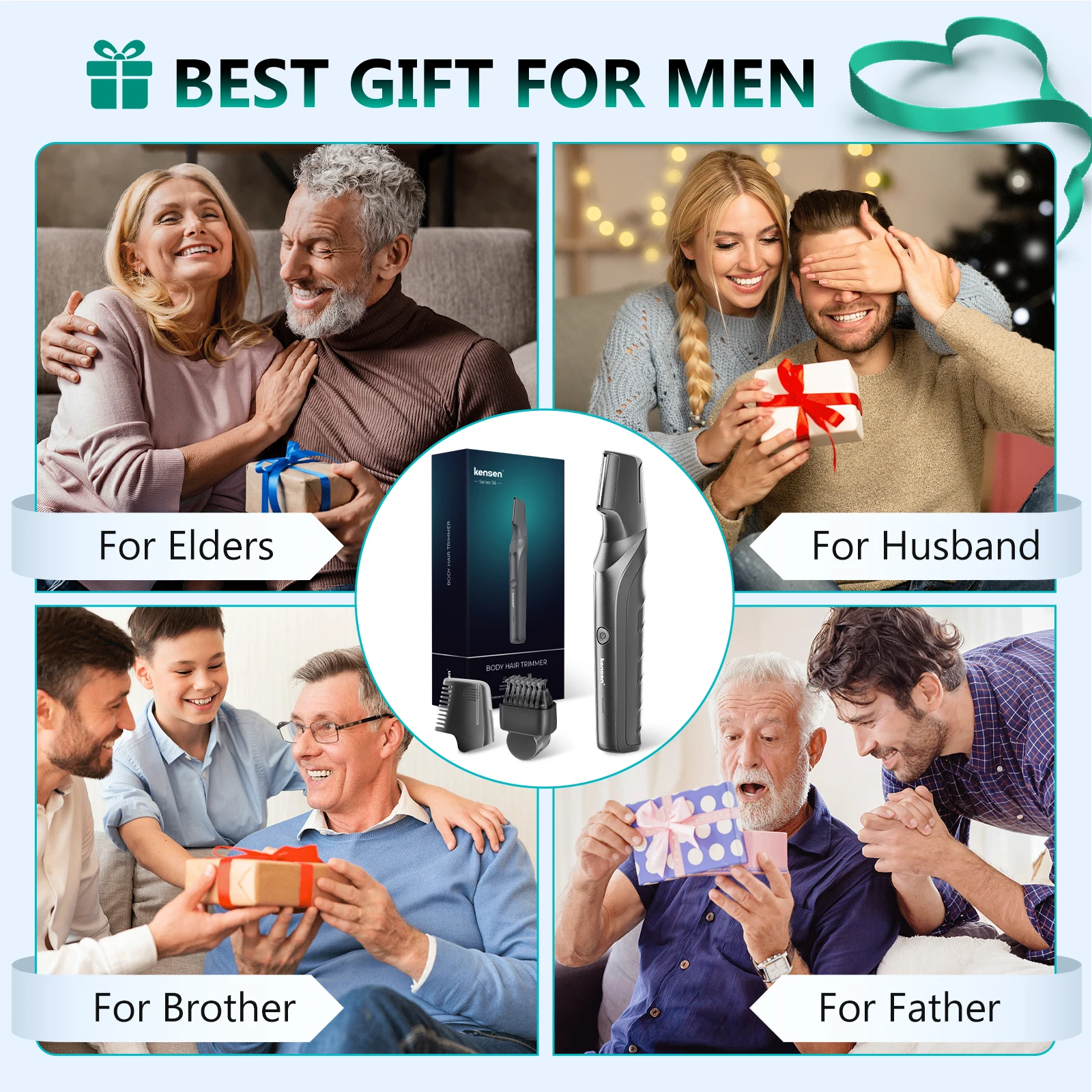 Electric Body Hair Tirmmer for Men Groomer Clipper IPX5 Waterproof Groin Pubic Hair Trimmer with 2 Attachments Barber