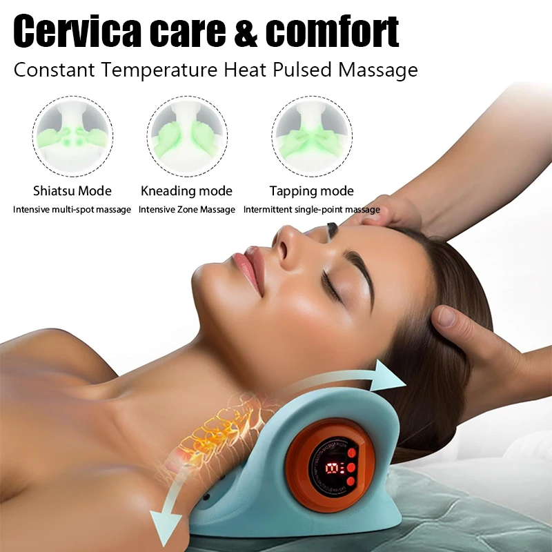 Electric Cervical Massager Neck Stretcher Chiropractic Traction Head Acupoint Massage Pillow Shouder Body Massager