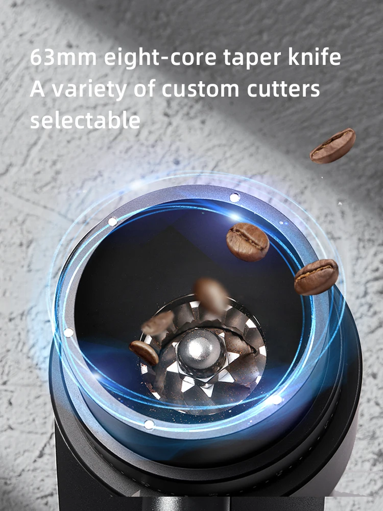 Electric Coffee Grinder 63MM Titanium Burr Stepless Fineness Adjustment Removable Magnetic Suction Port