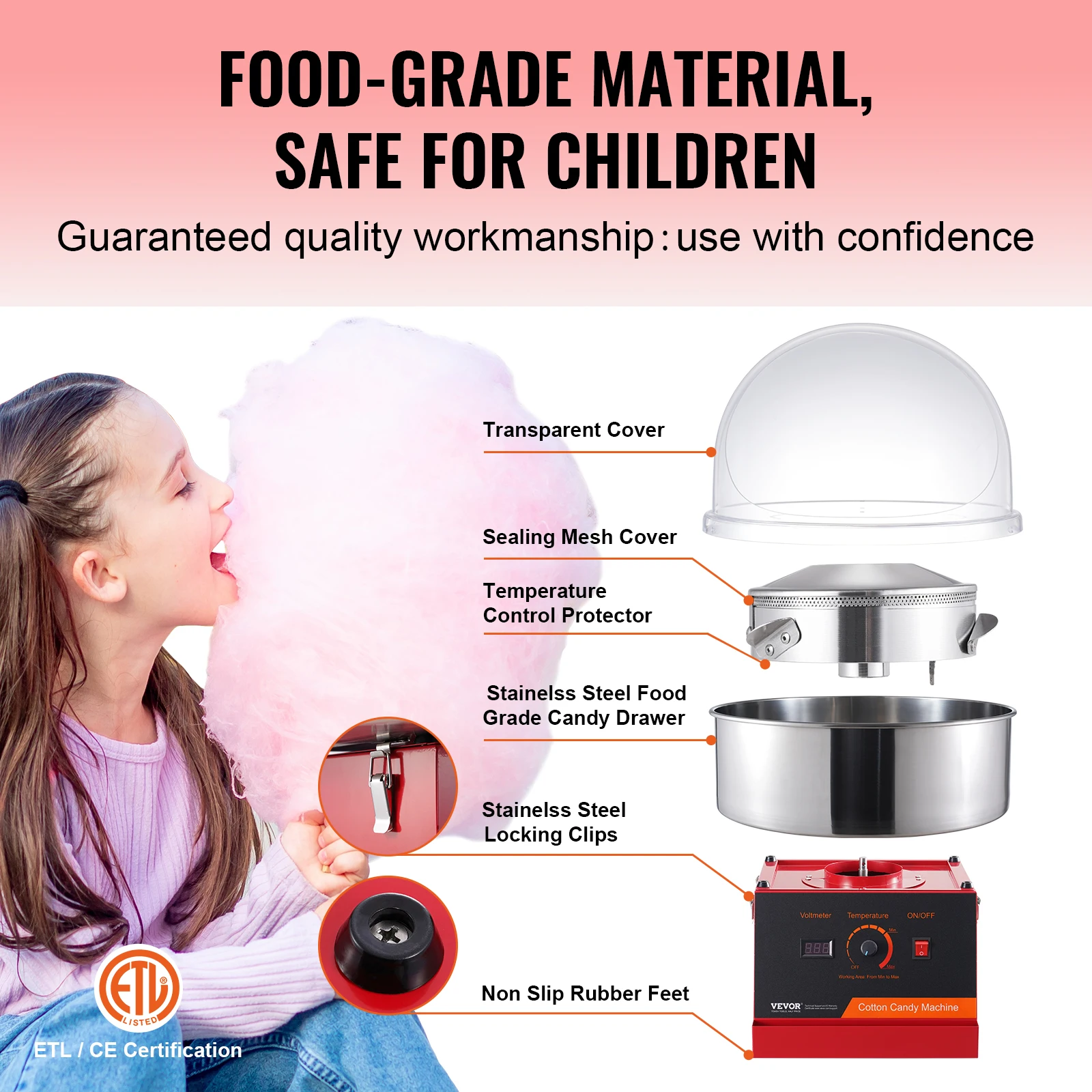Electric Cotton Candy Machine Candy Floss Maker Commercial Cotton Candy Machine Stainless Steel Bowl and Sugar Scoop Electric Cotton Candy Machine Candy Floss Maker Commercial Cotton Candy Machine Stainless Steel Bowl and Sugar Scoop