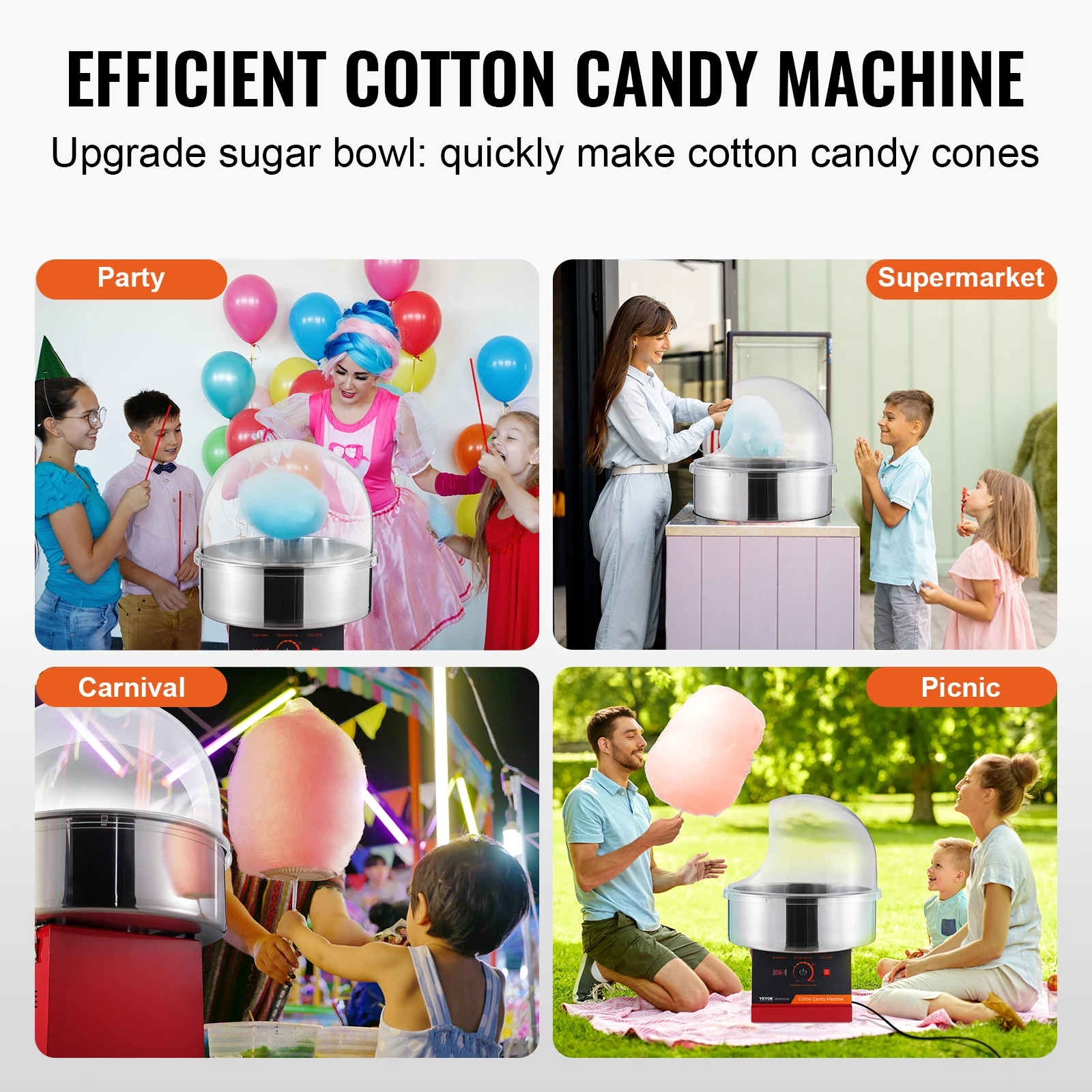 Electric Cotton Candy Machine Candy Floss Maker Commercial Cotton Candy Machine Stainless Steel Bowl and Sugar Scoop Electric Cotton Candy Machine Candy Floss Maker Commercial Cotton Candy Machine Stainless Steel Bowl and Sugar Scoop
