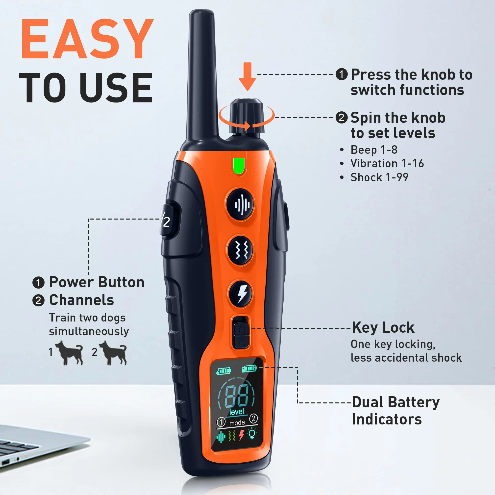Electric Dog Training Collar Remote Control Waterproof Pet BehaviorFor 5-120lbs Puppy With Vibration Shock Electric Dog Training Collar Remote Control Waterproof Pet BehaviorFor 5-120lbs Puppy With Vibration Shock