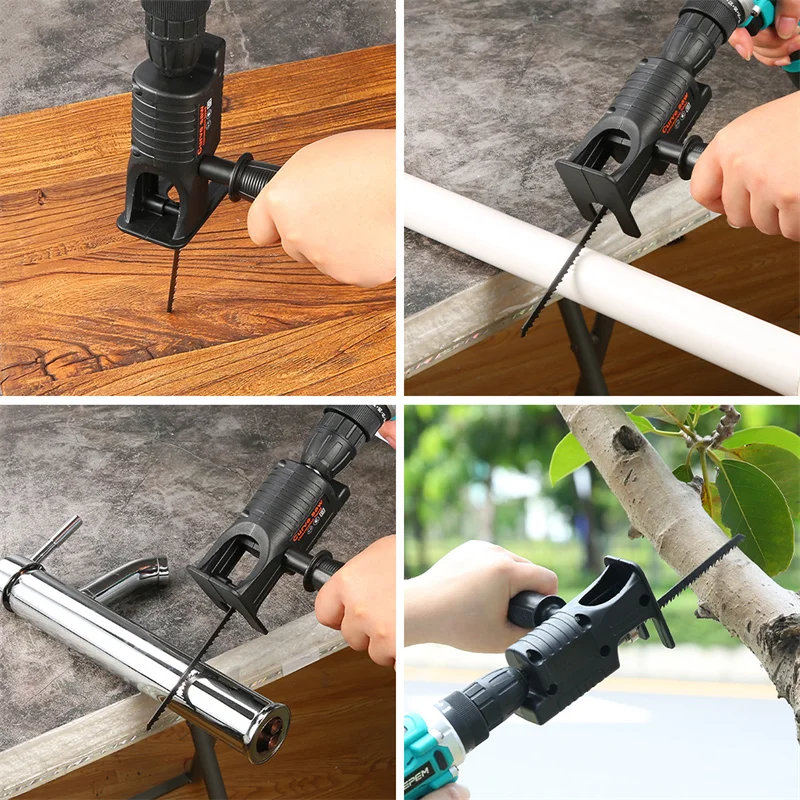 Electric Drill Modified To Reciprocating Saw Adapter Screwdriver Conversion Head for Wood Metal Cutting Tool with Saw Electric Drill Modified To Reciprocating Saw Adapter Screwdriver Conversion Head for Wood Metal Cutting Tool with Saw