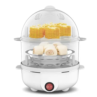 Electric Egg Cooker Double Multifunction Layers Egg Boiler Corn Milk Rapid Breakfast Cooking Egg Steamer Appliances
