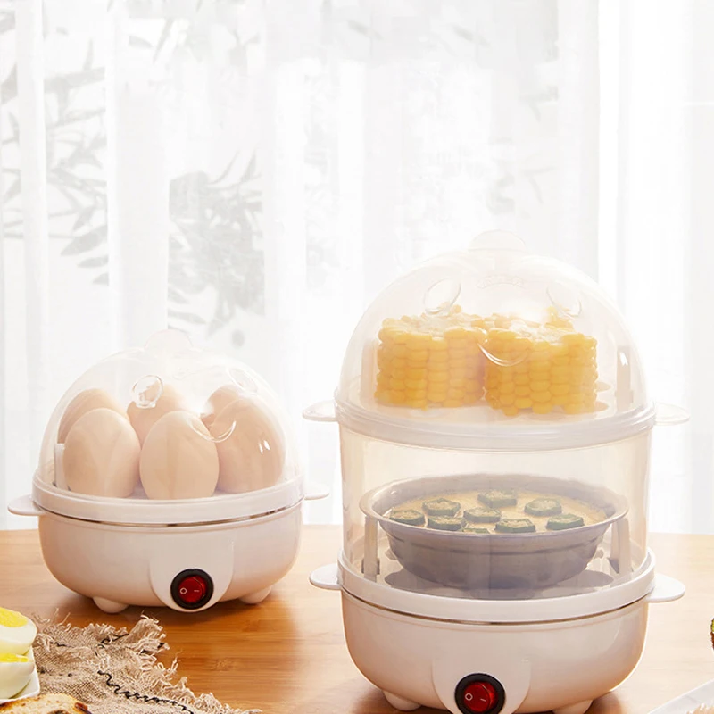 Electric Egg Cooker Double Multifunction Layers Egg Boiler Corn Milk Rapid Breakfast Cooking Egg Steamer Appliances