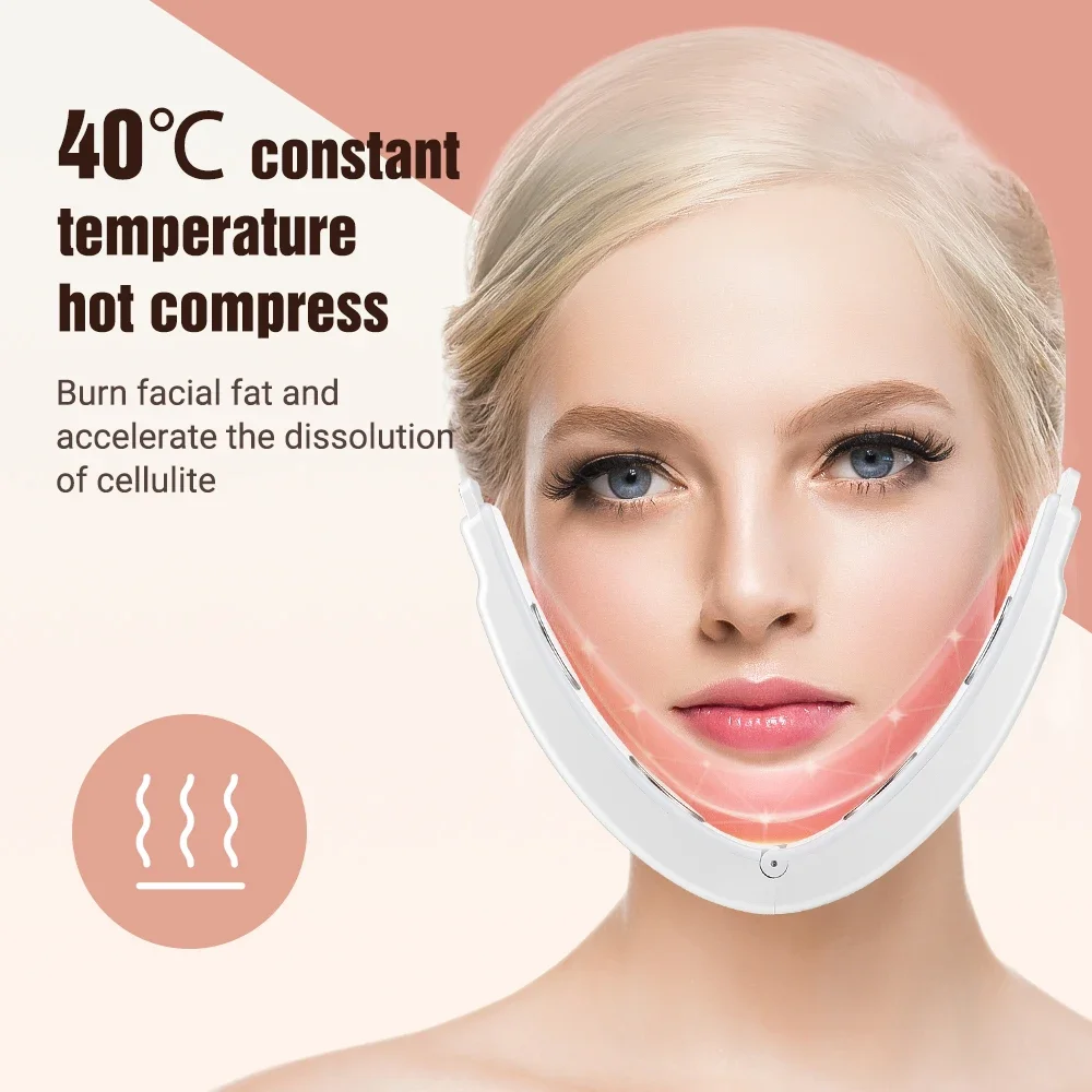 Electric Face Slimming Device Double Chin V Shape Lift Belt 5 Color Light Hot Compress Face Vibrate Massager With