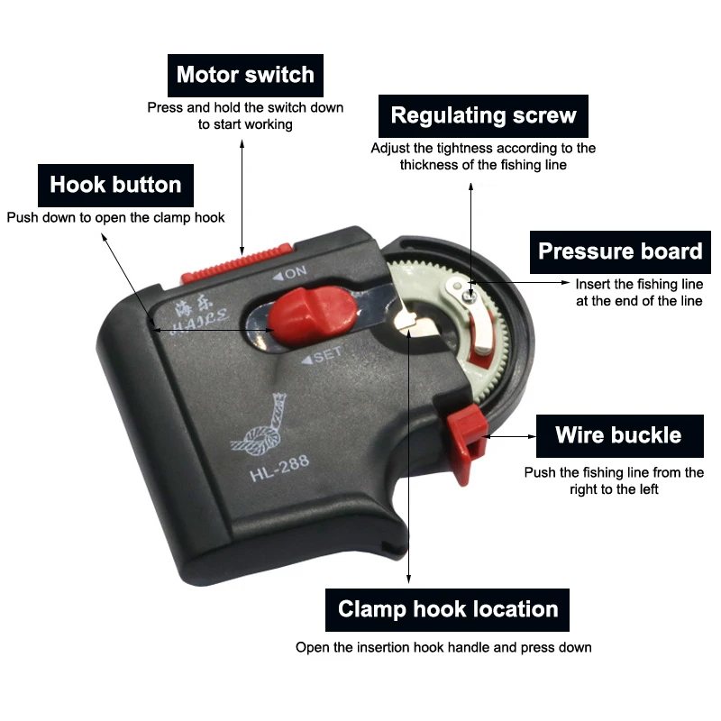 Electric Fast Tie Fishing Hooks Collect Roll Fishing Line Tying Device Automatic Portable Fishing Hook Tier Machine