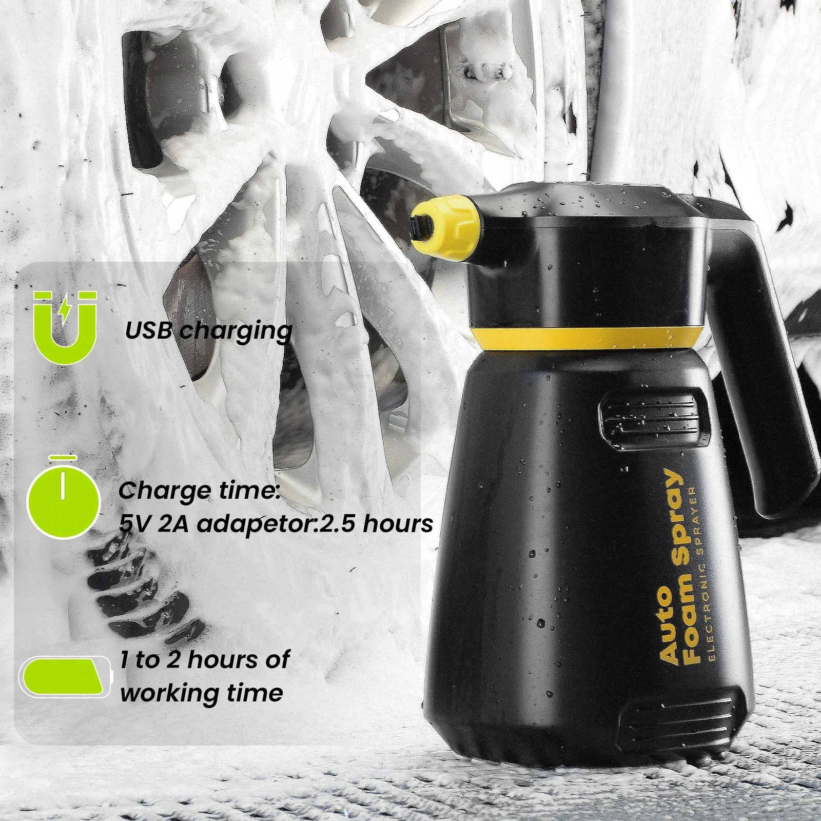 Electric Foam Sprayer Car Wash Home Garden Clean Detailing Snow Foam Cannon High Pressure Water