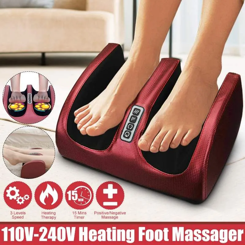 Electric Foot Massager Heating Therapy Hot Compression Shiatsu Kneading Roller Muscle Relaxation Pain Relief Foot Spa