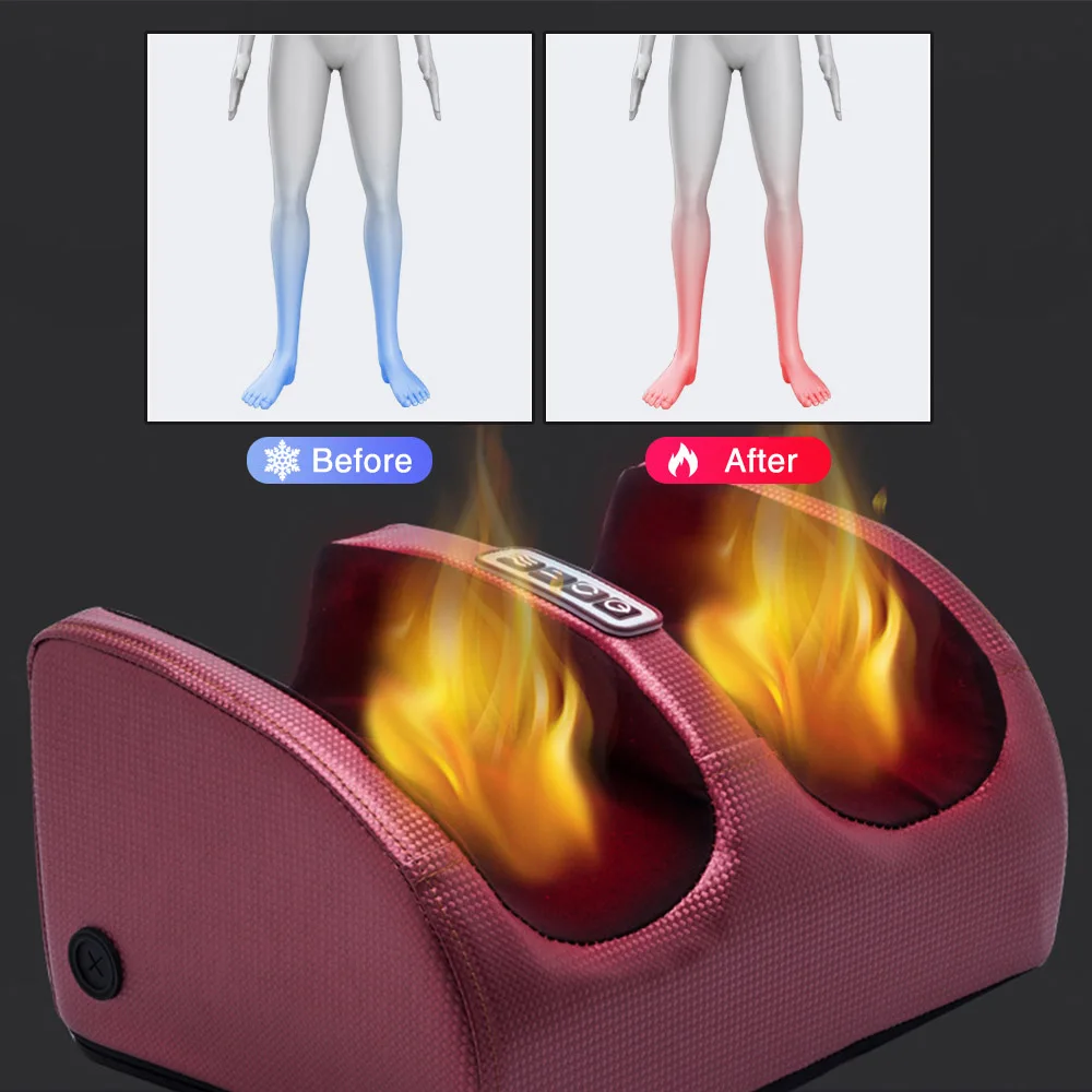 Electric Foot Massager Heating Therapy Hot Compression Shiatsu Kneading Roller Muscle Relaxation Pain Relief Foot Spa
