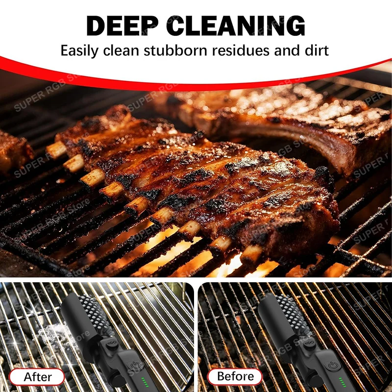 Electric Grill Cleaning Brush Rotary BBQ Cleaner Tool 3-Speed 2600mAh Cordless Rechargeable Adjustable Angle Gifts for Electric Grill Cleaning Brush Rotary BBQ Cleaner Tool 3-Speed 2600mAh Cordless Rechargeable Adjustable Angle Gifts for