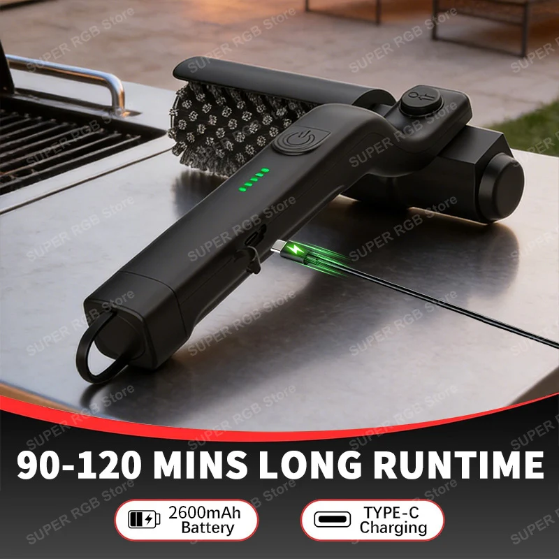 Electric Grill Cleaning Brush Rotary BBQ Cleaner Tool 3-Speed 2600mAh Cordless Rechargeable Adjustable Angle Gifts for Electric Grill Cleaning Brush Rotary BBQ Cleaner Tool 3-Speed 2600mAh Cordless Rechargeable Adjustable Angle Gifts for