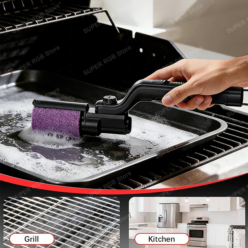 Electric Grill Cleaning Brush Rotary BBQ Cleaner Tool 3-Speed 2600mAh Cordless Rechargeable Adjustable Angle Gifts for Electric Grill Cleaning Brush Rotary BBQ Cleaner Tool 3-Speed 2600mAh Cordless Rechargeable Adjustable Angle Gifts for