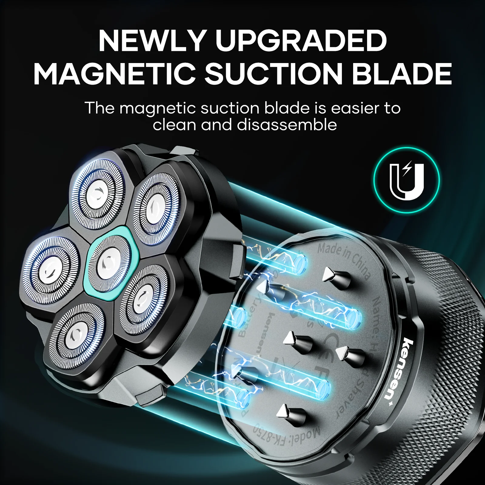Electric Head Shavers for Bald Men 6D Magnetic Razor Beard Trimmer USB Rechargeable LED Display Waterproof Beard Shavers Electric Head Shavers for Bald Men 6D Magnetic Razor Beard Trimmer USB Rechargeable LED Display Waterproof Beard Shavers