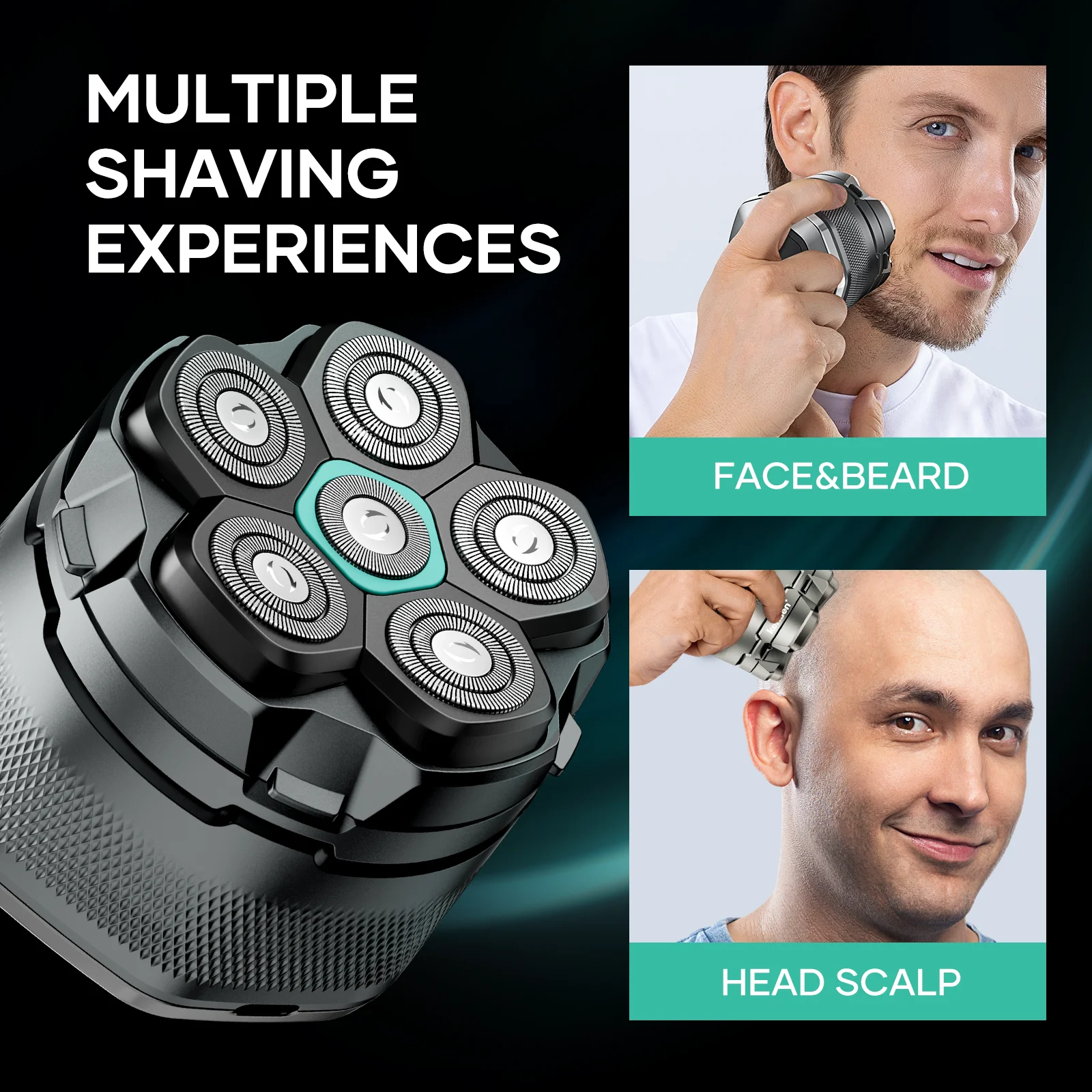 Electric Head Shavers for Bald Men 6D Magnetic Razor Beard Trimmer USB Rechargeable LED Display Waterproof Beard Shavers Electric Head Shavers for Bald Men 6D Magnetic Razor Beard Trimmer USB Rechargeable LED Display Waterproof Beard Shavers