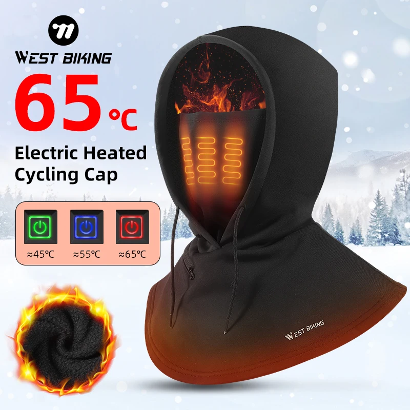 Electric Heated Cycling Cap Winter Balaclava Hat Warm Face Cover Bike Heating Headgear for Ski Bicycle Motorcycle