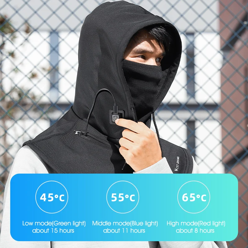 Electric Heated Cycling Cap Winter Balaclava Hat Warm Face Cover Bike Heating Headgear for Ski Bicycle Motorcycle