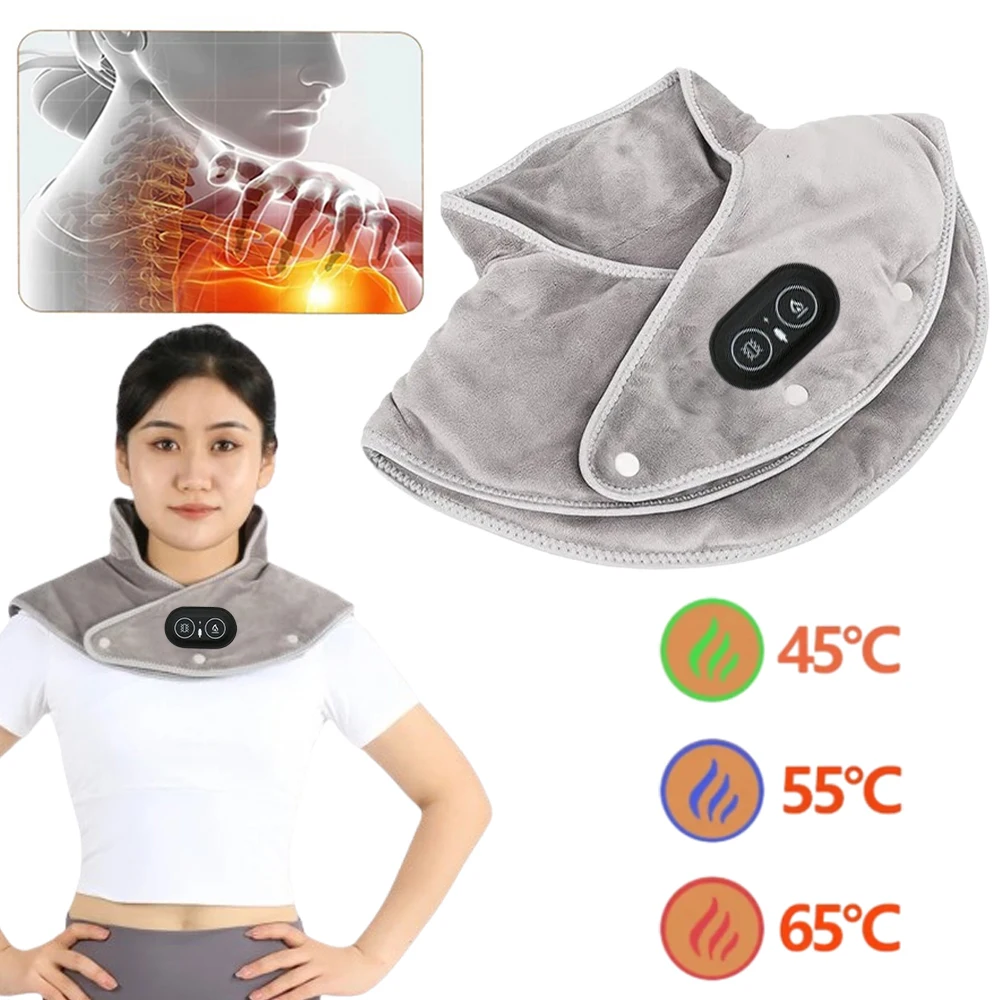 Electric Heating Shoulder Neck Pad Massager Three Gear Hot Compress Cervical Shawl Warmer USB for Shoulder Neck Back