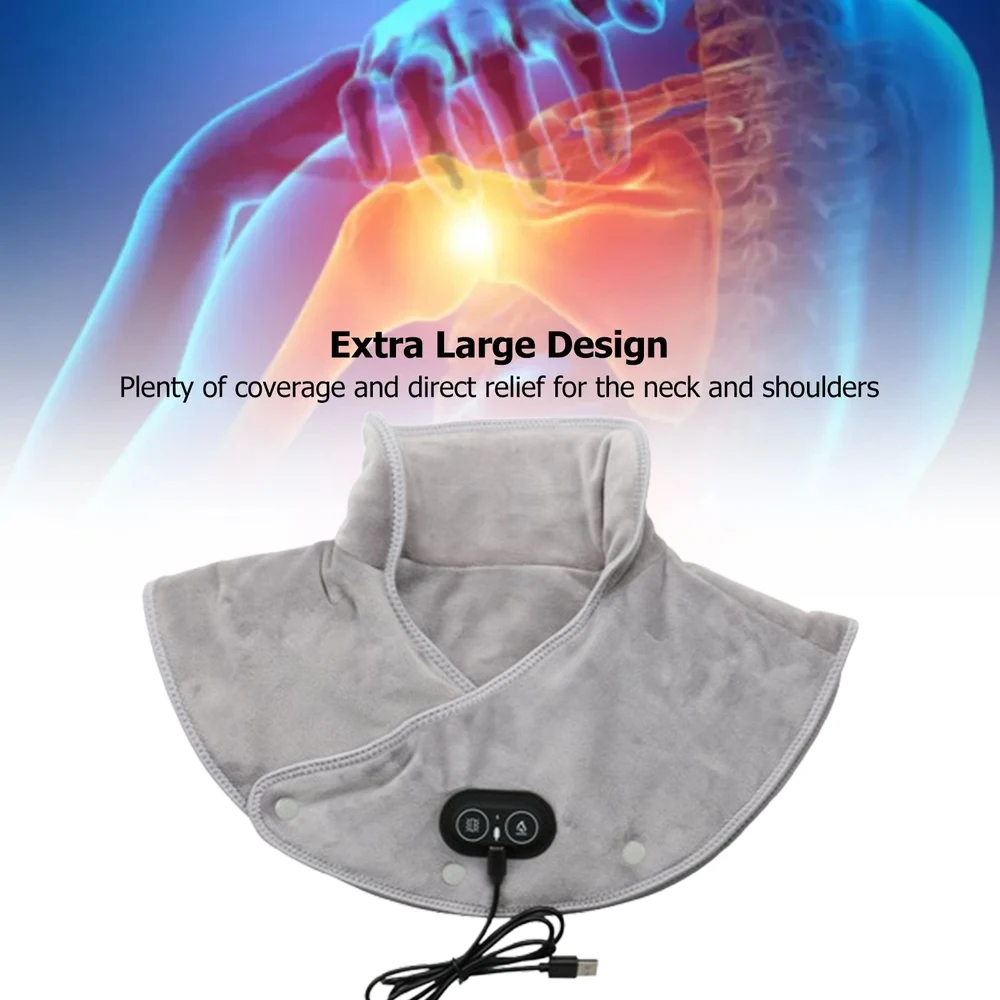 Electric Heating Shoulder Neck Pad Massager Three Gear Hot Compress Cervical Shawl Warmer USB for Shoulder Neck Back