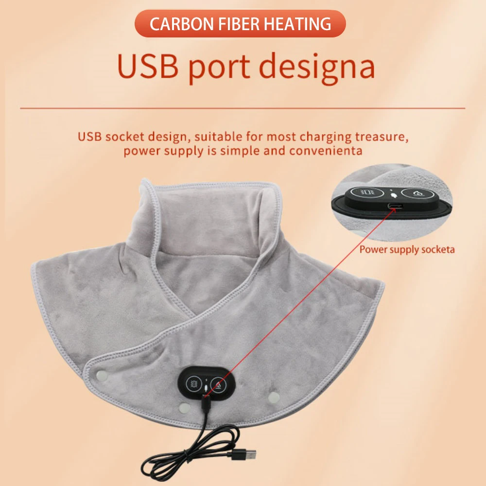 Electric Heating Shoulder Neck Pad Massager Three Gear Hot Compress Cervical Shawl Warmer USB for Shoulder Neck Back