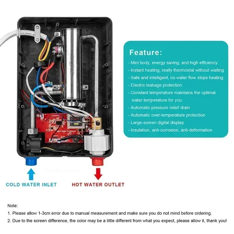 Electric Hot Water Heater Tankless Instant Boiler Bathroom Tankless Shower Thermostat Safe Intelligent Automatica Electric Hot Water Heater Tankless Instant Boiler Bathroom Tankless Shower Thermostat Safe Intelligent Automatica