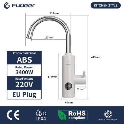 Electric Kitchen Water Heater Tap Instant Hot Stainless Steel Water Faucet Heater Cold Heating Faucet Electric Kitchen Water Heater Tap Instant Hot Stainless Steel Water Faucet Heater Cold Heating Faucet
