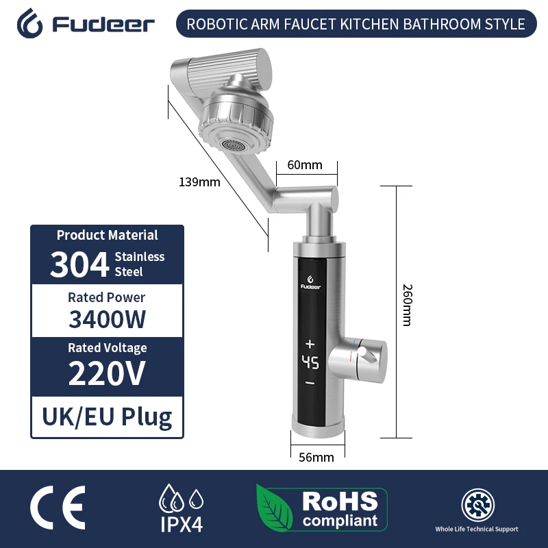 Electric Kitchen Water Heater Tap Instant Hot Stainless Steel Water Faucet Heater Cold Heating Faucet Electric Kitchen Water Heater Tap Instant Hot Stainless Steel Water Faucet Heater Cold Heating Faucet
