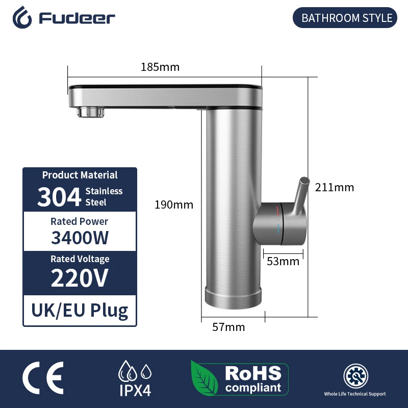 Electric Kitchen Water Heater Tap Instant Hot Stainless Steel Water Faucet Heater Cold Heating Faucet Electric Kitchen Water Heater Tap Instant Hot Stainless Steel Water Faucet Heater Cold Heating Faucet