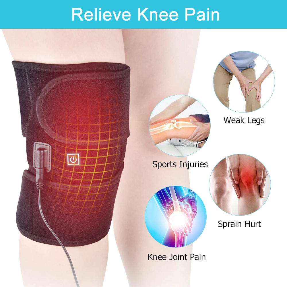Electric Knee Heating Pad USB Thermal Therapy Heated Knee Brace Support for Arthritis Joint Pain Relief Old Cold Leg