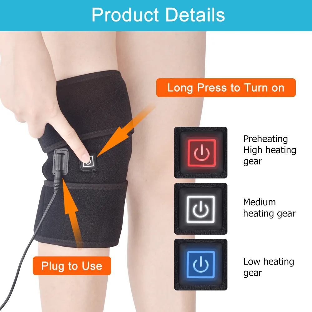 Electric Knee Heating Pad USB Thermal Therapy Heated Knee Brace Support for Arthritis Joint Pain Relief Old Cold Leg