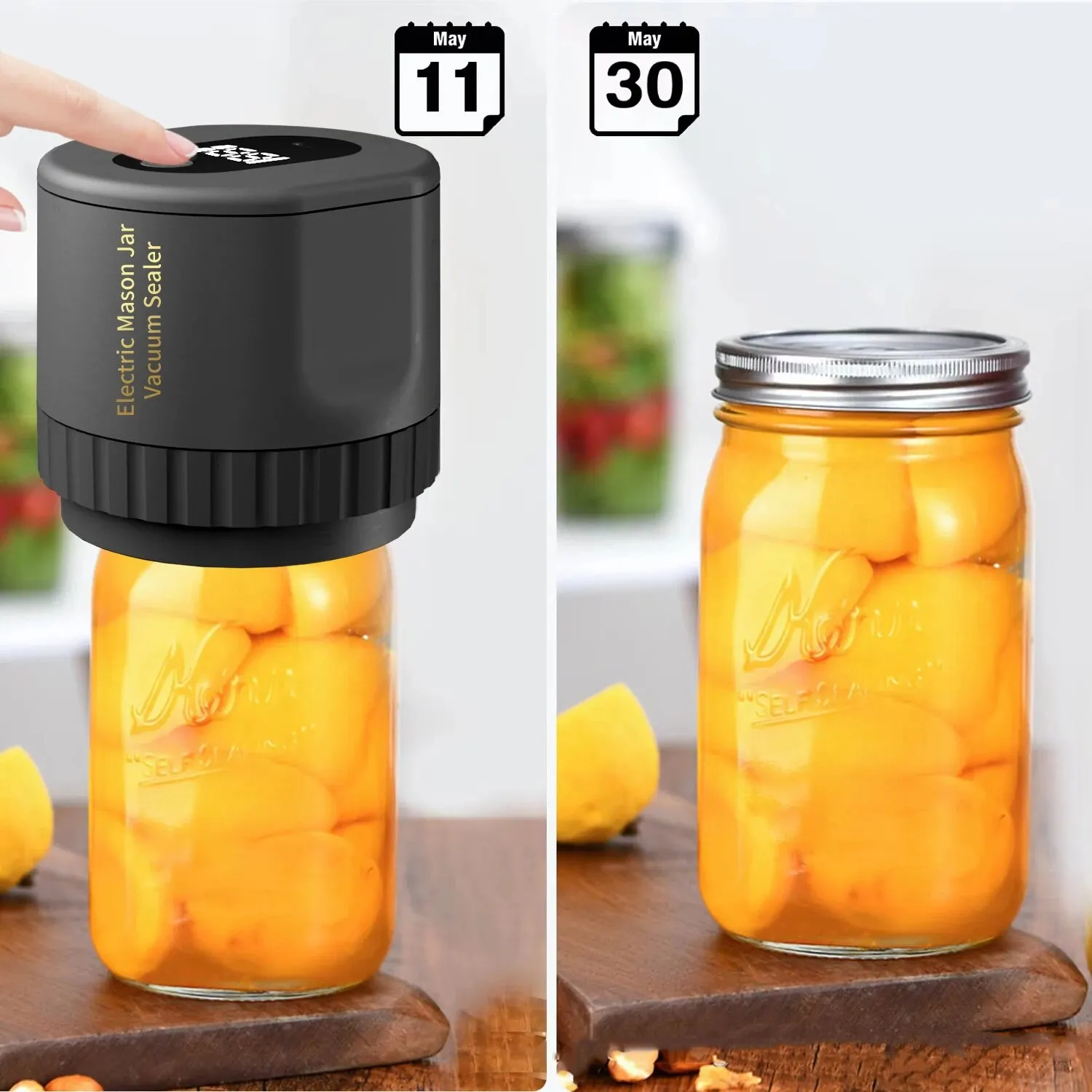 Electric Mason Jar Vacuum Sealer, Cordless Vacuum Sealer Kit for Wide-Mouth and Regular-Mouth Mason Jars, for Food Electric Mason Jar Vacuum Sealer, Cordless Vacuum Sealer Kit for Wide-Mouth and Regular-Mouth Mason Jars, for Food