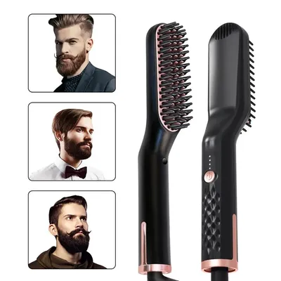 Electric Men's Hair Straightening Brush Heated Beard Straightener Smart Heating Comb Iron Ceramic Women's Hairbrush Electric Men's Hair Straightening Brush Heated Beard Straightener Smart Heating Comb Iron Ceramic Women's Hairbrush