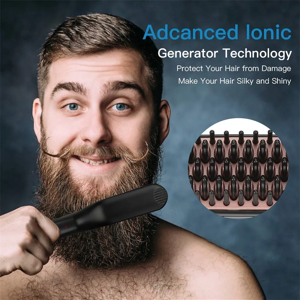 Electric Men's Hair Straightening Brush Heated Beard Straightener Smart Heating Comb Iron Ceramic Women's Hairbrush Electric Men's Hair Straightening Brush Heated Beard Straightener Smart Heating Comb Iron Ceramic Women's Hairbrush