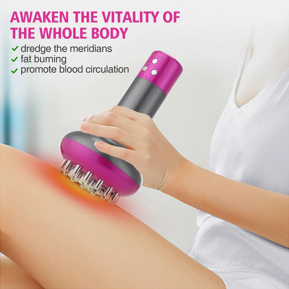 Electric Meridian Brush Body Massager Anti Cellulite Gua Sha Microcurrent Heating Scraping Lymphatic Drainage Machine