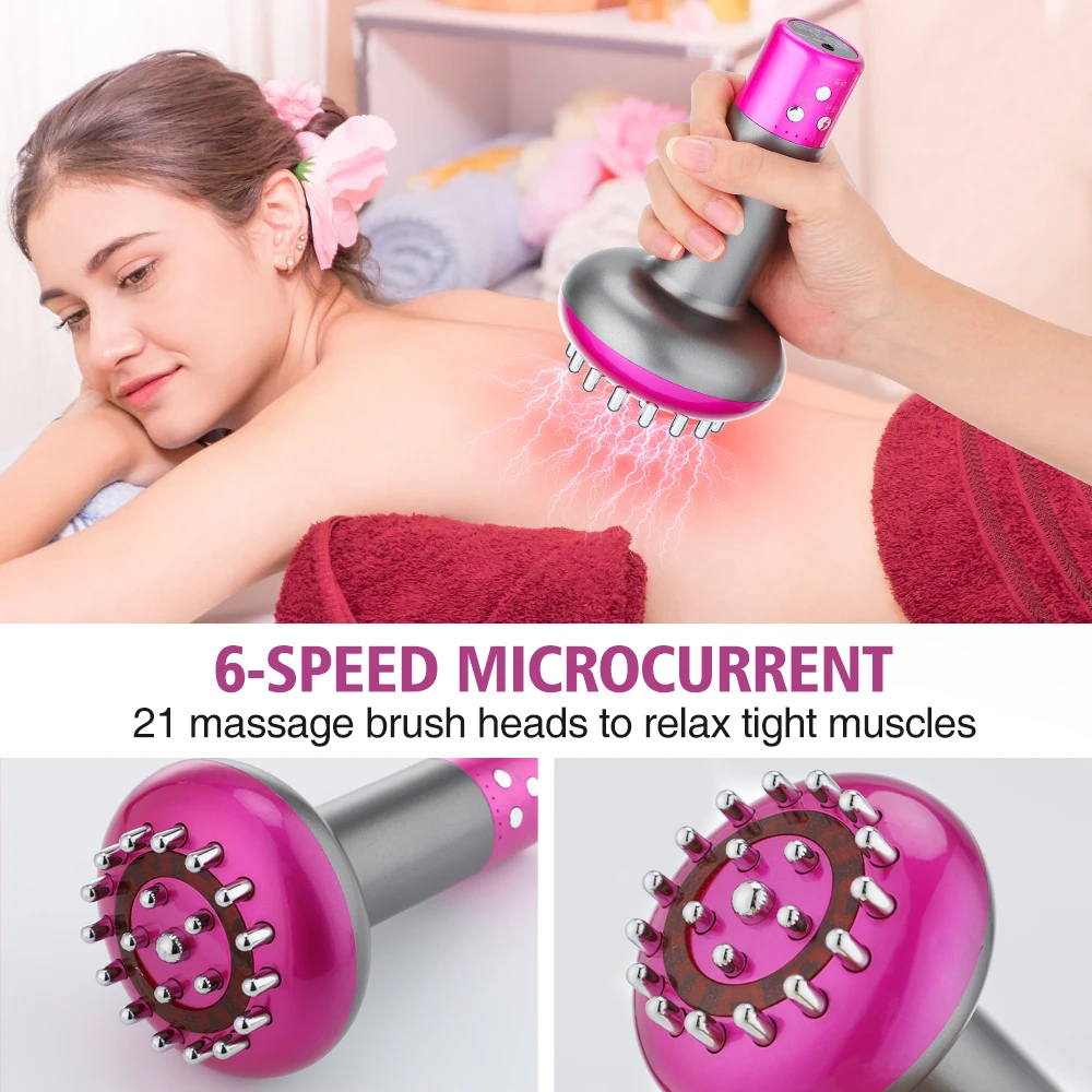 Electric Meridian Brush Body Massager Anti Cellulite Gua Sha Microcurrent Heating Scraping Lymphatic Drainage Machine