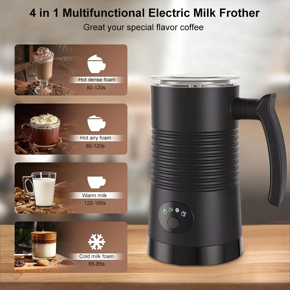 Electric Milk Frother Automatic Rotary Foamer for Coffee Cappuccino Latte 4 in 1 Hot and Cold Foam Maker Milk Frother Electric Milk Frother Automatic Rotary Foamer for Coffee Cappuccino Latte 4 in 1 Hot and Cold Foam Maker Milk Frother