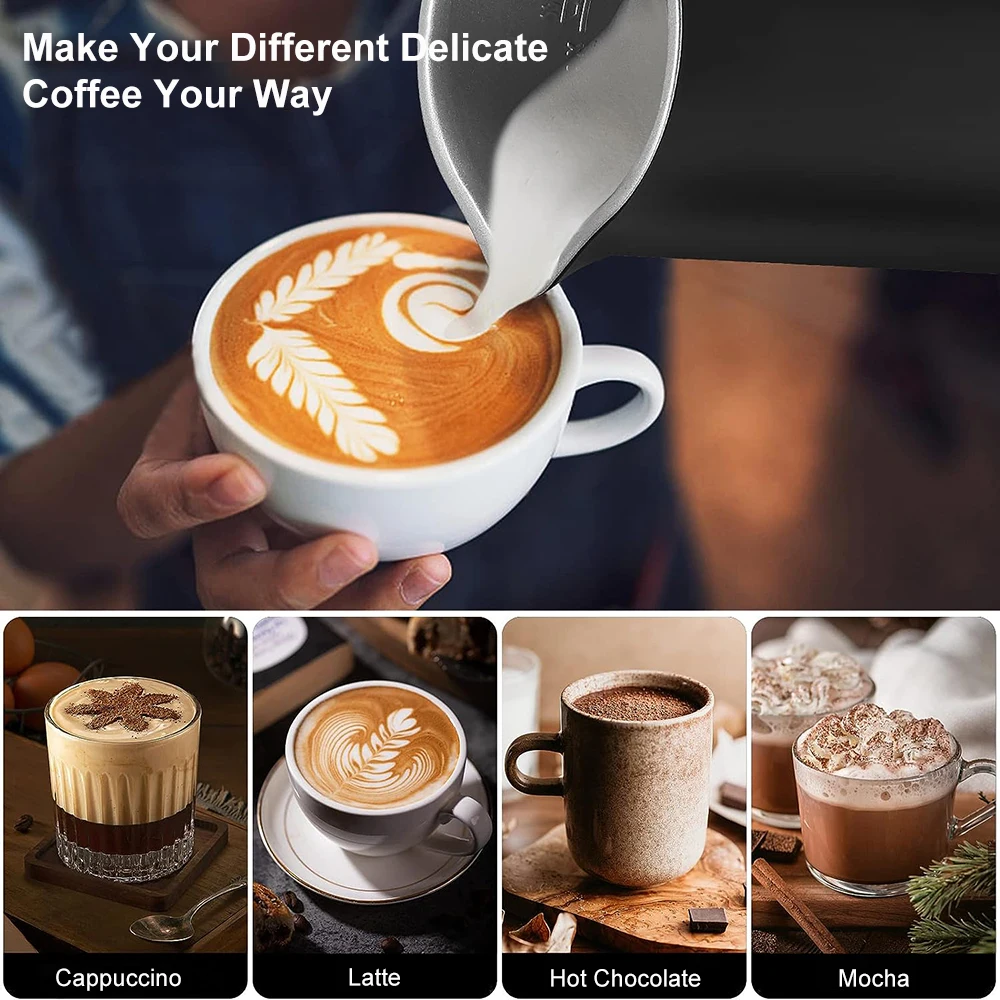 Electric Milk Frother Automatic Rotary Foamer for Coffee Cappuccino Latte 4 in 1 Hot and Cold Foam Maker Milk Frother Electric Milk Frother Automatic Rotary Foamer for Coffee Cappuccino Latte 4 in 1 Hot and Cold Foam Maker Milk Frother