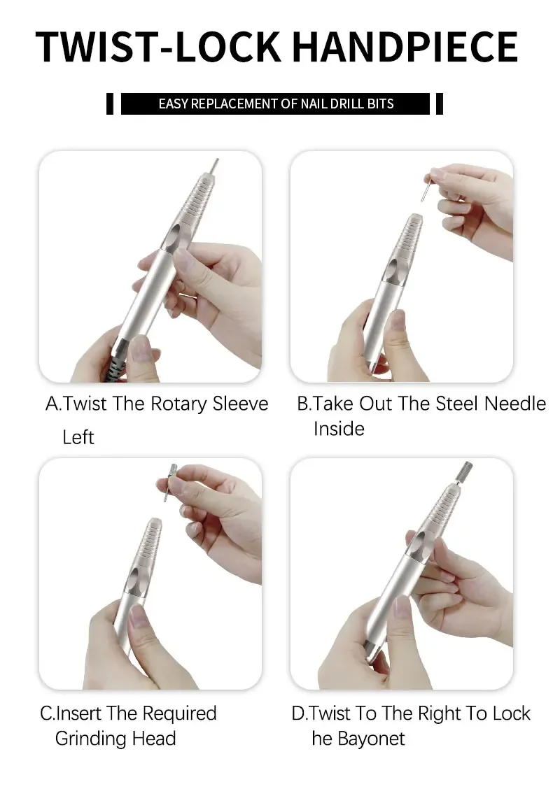 Electric Nail File 35000 RPM Cordless Professional Brushless Nail Drill Machine