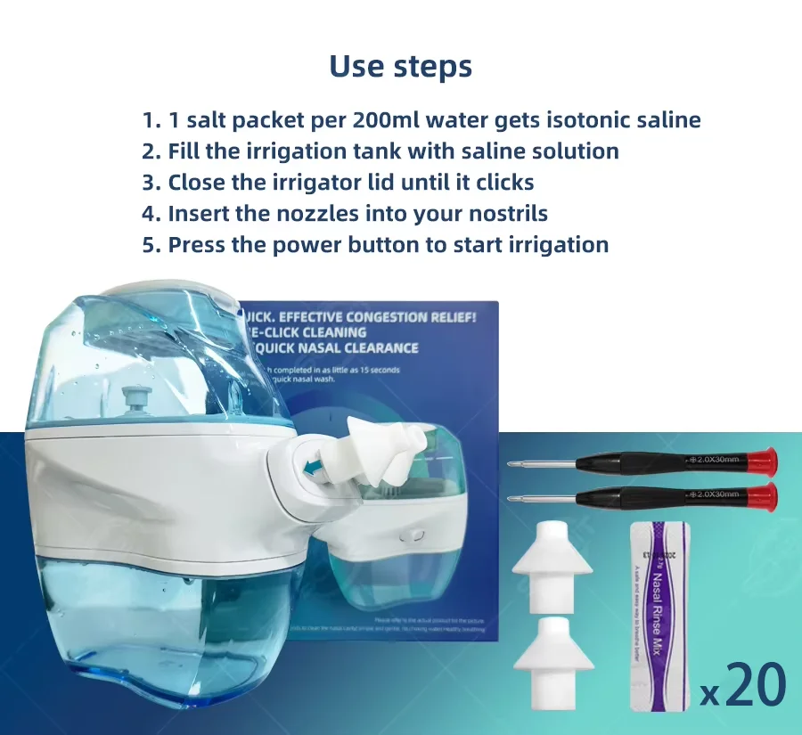 Electric Nasal Irrigator – Nasal Rinse and Cleansing Device Electric Nasal Irrigator – Nasal Rinse and Cleansing Device