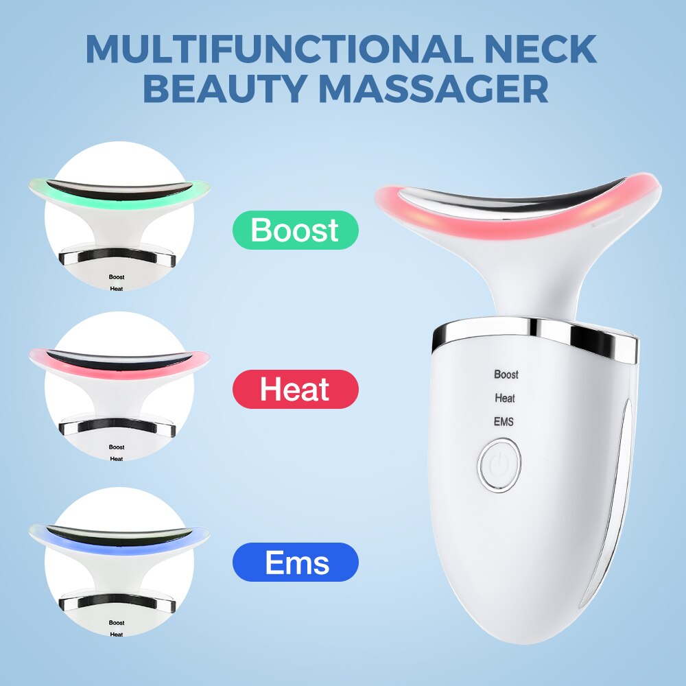 Electric Neck Beauty Massager EMS Color Light Neck Beauty Equipment Face and Neck Massage Neck Wrinkles USB Charging Electric Neck Beauty Massager EMS Color Light Neck Beauty Equipment Face and Neck Massage Neck Wrinkles USB Charging