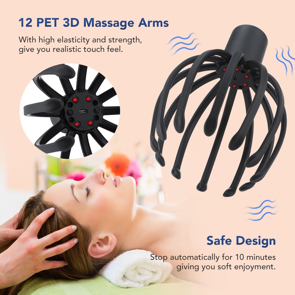 Electric Octopus Claw Scalp Massager Stress Relief Therapeutic Head Scratcher Stress Relief and Hair Stimulation Electric Octopus Claw Scalp Massager Stress Relief Therapeutic Head Scratcher Stress Relief and Hair Stimulation