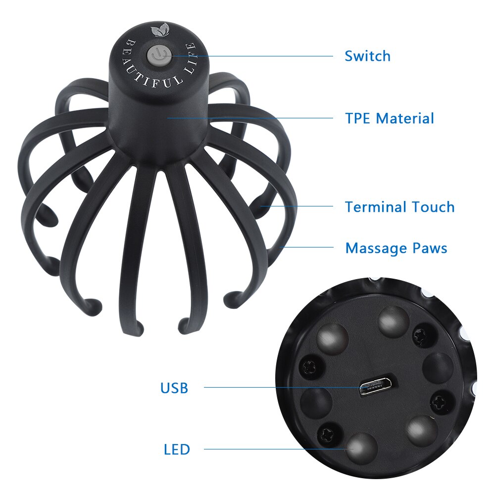 Electric Octopus Claw Scalp Massager Stress Relief Therapeutic Head Scratcher Stress Relief and Hair Stimulation Electric Octopus Claw Scalp Massager Stress Relief Therapeutic Head Scratcher Stress Relief and Hair Stimulation