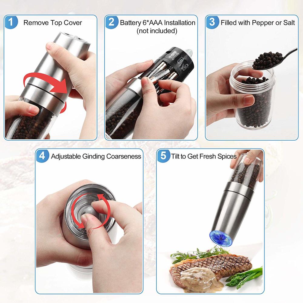 Electric Salt and Pepper Mills (2 pcs)