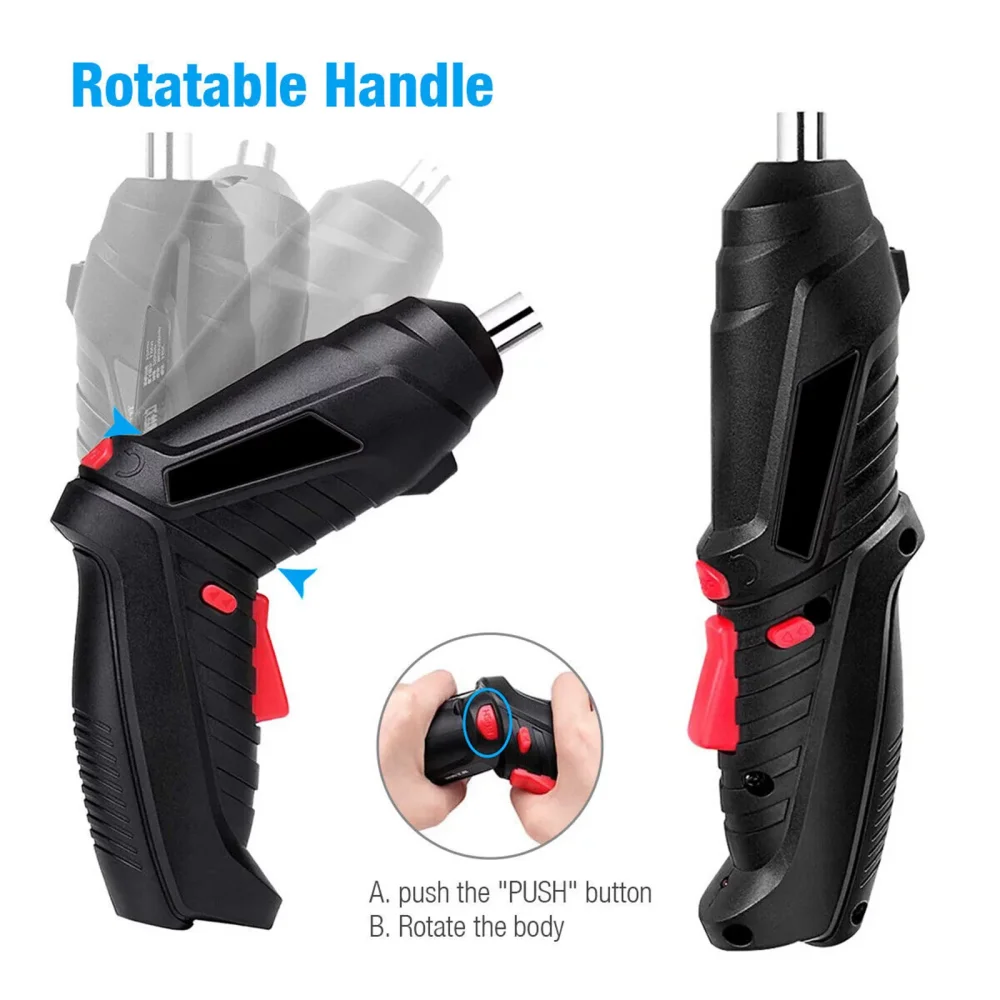 Electric Screwdriver Cordless 47 in 1 Rotated 90 Degrees Rechargeable Portable Screwdriver with LED for Home Office DIY